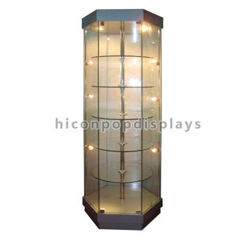 Vitrine iluminada com LED de 6 camadas e design personalizado Expositor de vidro Kendama para fixação no chão